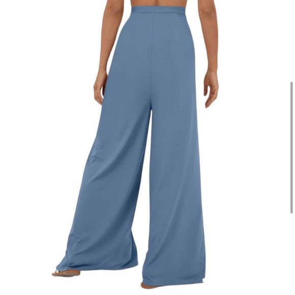 NWT Halara 2 Ways To Wear Palazzo Pants  / Cowl Neck Split Leg Jumpsuit XS blue - Picture 3 of 11
